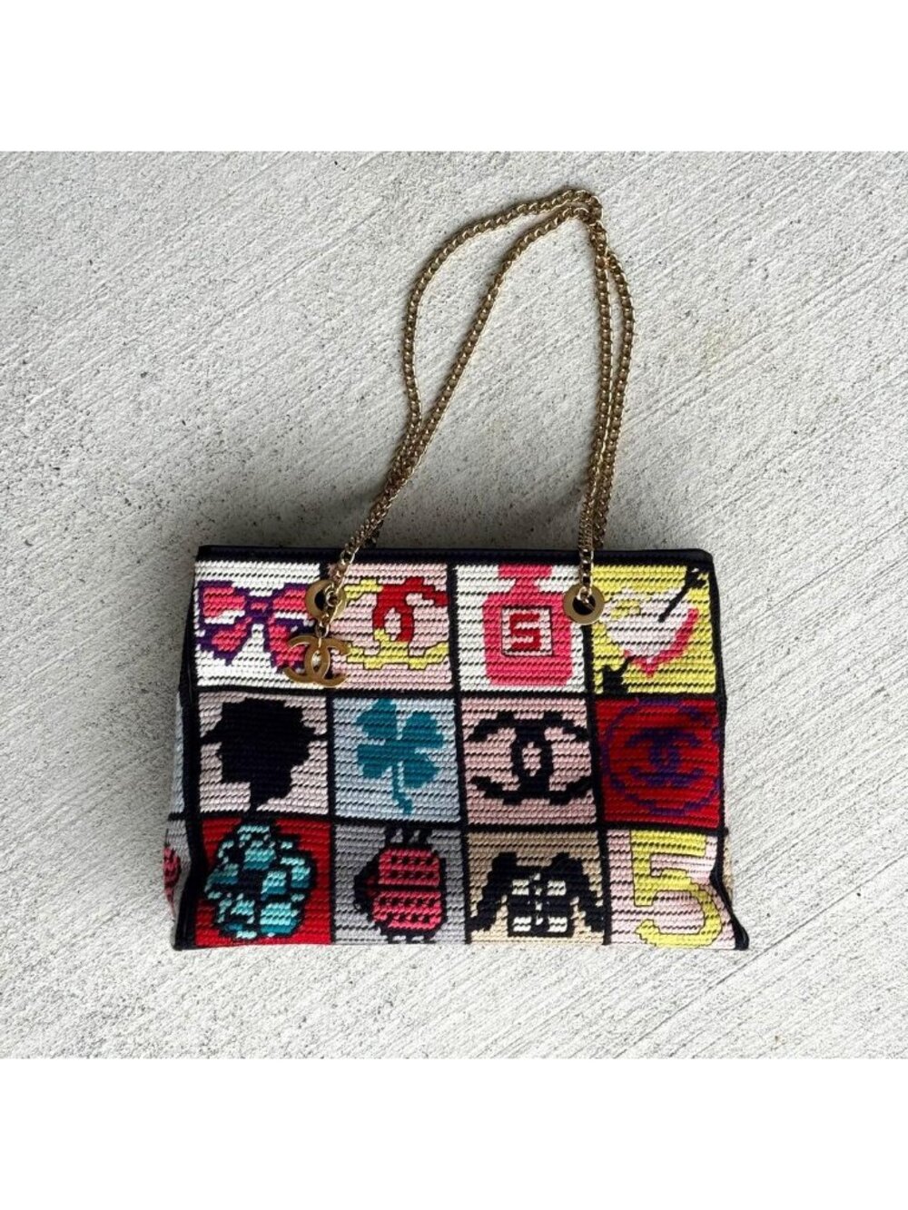 Chanel Precious Symbol Needle Point Multicolor Bag